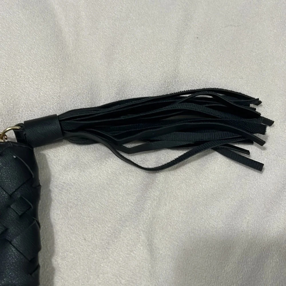 5/15 Urban Expressions black certified vegan woven crossbody fringe pull